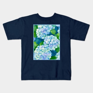 Blue Hydrangea, Hortensia flowers pattern Kids T-Shirt